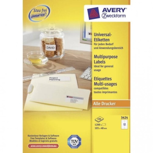 Etykiety ZF A4 105x48mm białe 3424 AVERY ZWECKFORM (100 arkuszy)