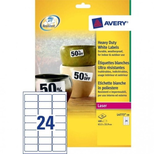 Etykiety Heavy Duty 63.5x33.9mm L4773-20 AVERY ZF 20ark
