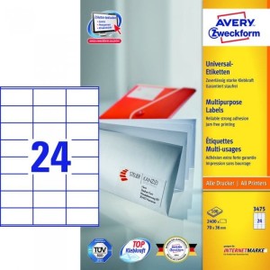 Etykiety ZF A4 70x36mm białe 3475 AVERY ZWECKFORM