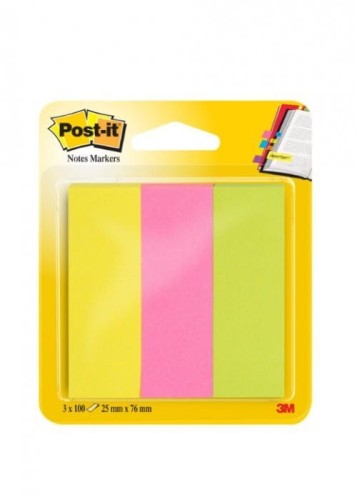 Znaczniki samoprzylepne POST-IT 26x76mm 671/3 neonowe 3x100 3M