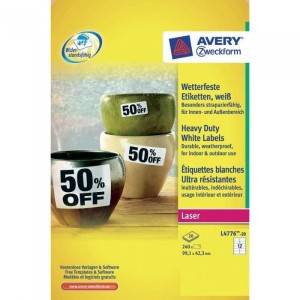 Etykiety Heavy Duty 99.1x42.3mm białe poliestrowe L4776-20szt AVERY ZF