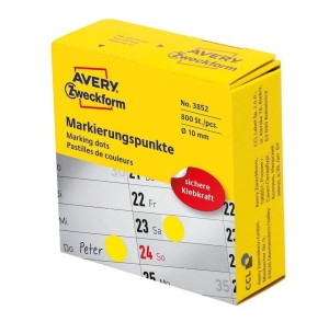Kółka w dyspenserze trwałe 800szt. 10mm żółte 3852 AVERY ZWECKFORM