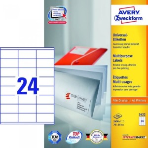Etykiety ZF A4 70x35mm białe 3422 AVERY ZWECKFORM (100 arkuszy)