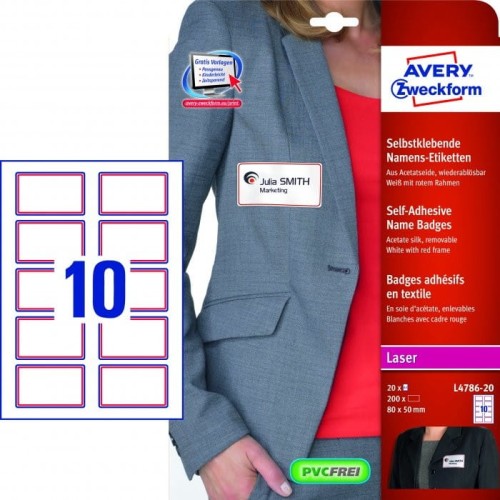 Identyfikator do zadruku samop.80x50mm     ZF biały ramka czerwona L4786-20