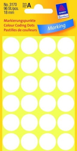 Etykiety ZF Q18mm    3170białe kółka