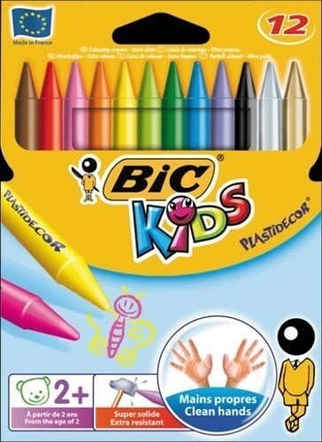 Kredki świecowe pudełko 12 kolorów 829770 BIC Plastidecor