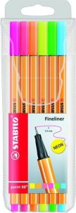 Cienkopis STABILO point 88 komplet 6szt. neonowy 88/6-1