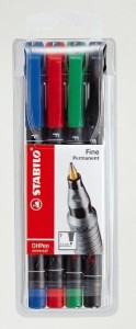 Foliopis STABILO OHPen F niezmywalny 0.7mm 4 sztuki w etui 842/4
