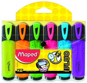 Zakreślacz FLUO PEPS mix kolorów 6szt etui z zawieszką 742557 MAPED
