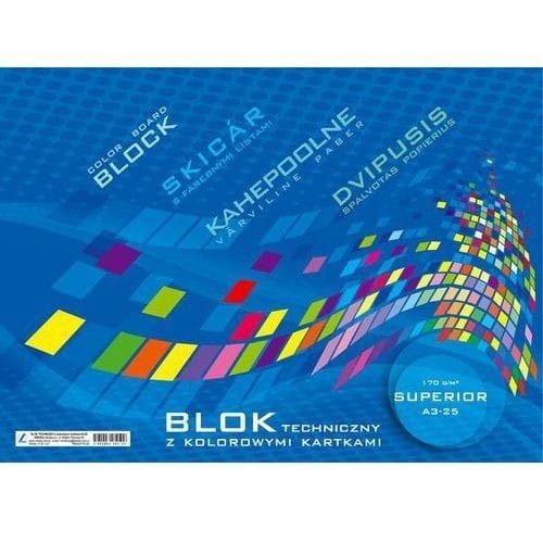 Blok techniczny A4/10k z kolor.kartkami KRESKA