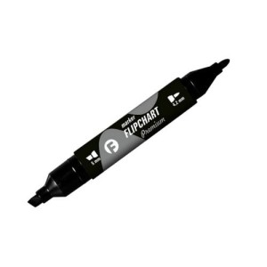 Marker FLIPCHART końcówka okrągła/ścięta czarny KM503-V2 TETIS dwustronny  5mm/4.2mm