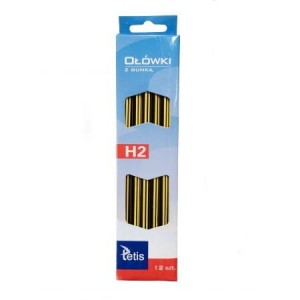 Ołówek z gumką twardość 2H (12) KV050-H2 TETIS