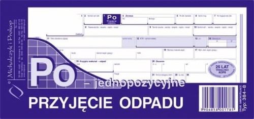 384-8 Przyjęcie odpadu jednopozycyjne Michalczyk i Prokop