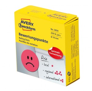 Kółka Smutna buźka trwałe 19mm czerwone 3859 AVERY ZWECKFORM