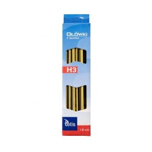 Ołówek z gumką twardość 3H (12) KV050-H3 TETIS