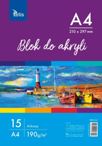 Blok do akryli A4 190g 15ark KB012-A4 TETIS