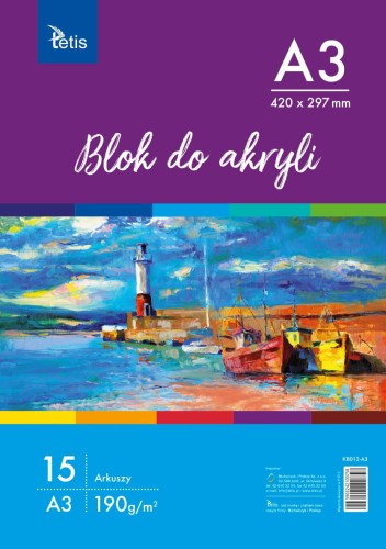 Blok do akryli A3 190g 15ark KB012-A3 TETIS
