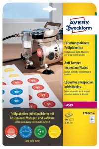 Etykiety inspekcyjne plomby 30mm240szt. L7806-10 AVERY ZWECKFORM