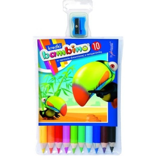 Kredki BAMBINO 10kol.w drewnie 15 cm + temperówka