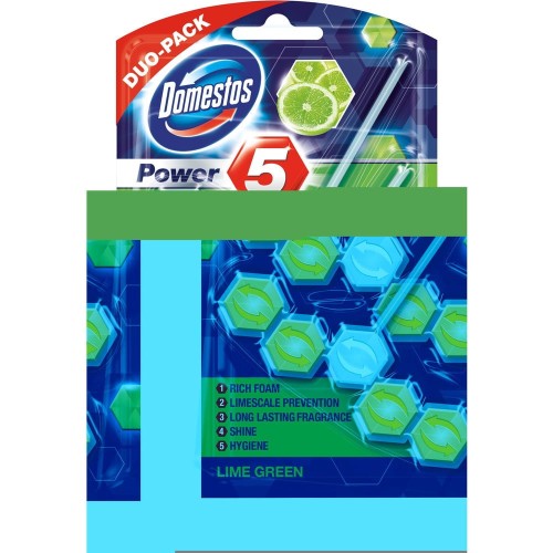 Zawieszka do toalety POWER5 DUO LIME 7x2x55g DOMESTOS *23540