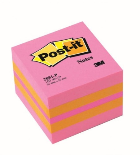 Bloczek 3M POST-IT 51x51mm różowy 400k 2051P FT510091737