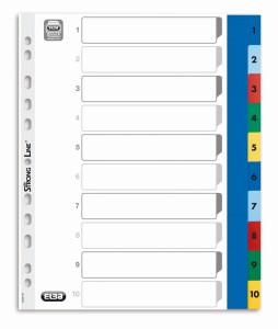Przekładki A4 MAXI 1-10 kolor PP numeryczne ELBA 100205095