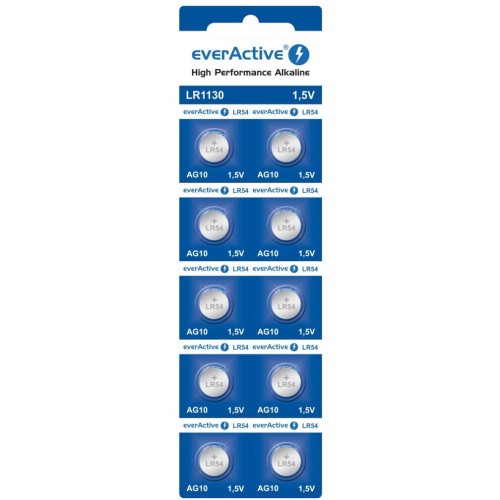 Bateria guzikowa alkaliczna EVERACTIVE 1,5V AG10/LR54/LR1130 blister (10szt)