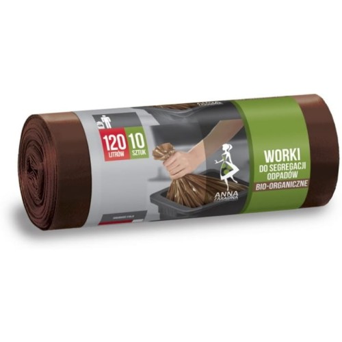 Worki do segregacji odpadów BIO 120L 10szt brązowe WNS-7027V1