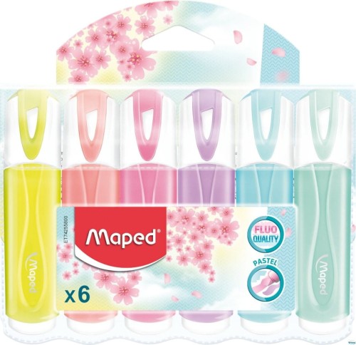 Zakreślacz fluo peps pastel mix kolor. 6 szt etui pud. z zaw 742558 MAPED