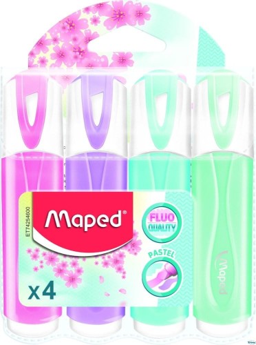 Zakreślacz fluo peps pastel mix kolorów 4 szt etui pud. z zaw 742546 MAPED