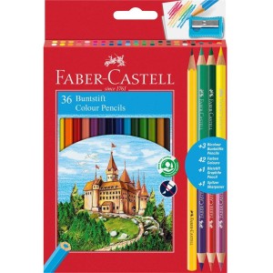 Kredki ZAMEK 36kol. dwustronne +3 kredki dwustronne +ołówek+temperówka 110336 FABER CASTELL