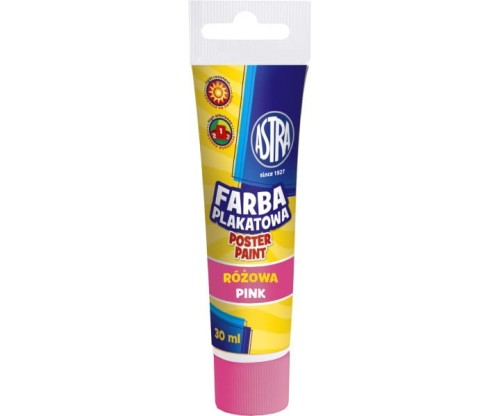 Farba plakatowa tuba 30 ml - różowa 301107002 ASTRA