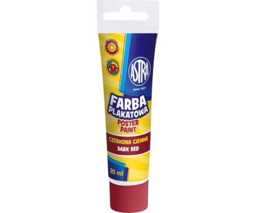 Farba plakatowa tuba 30 ml - czerwona ciemna 83110911 ASTRA