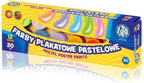 Farby plakatowe pastelowe 12 kolorów - 20 ml 301118001 ASTRA