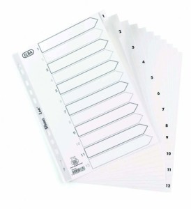Przekładki numeryczne ELBA A4 1-12 białe PP 100204771