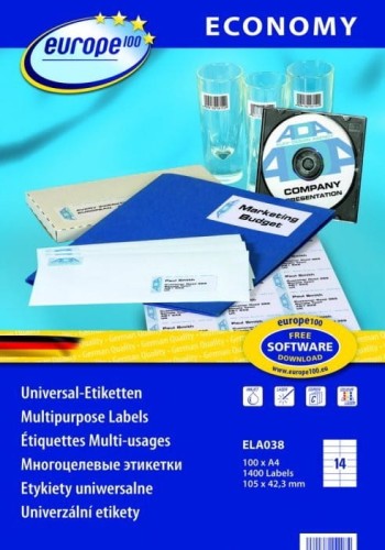 Etykiety ECONOMY A4 białe 105x42.3mm ELA038 AVERY ZWECKFORM