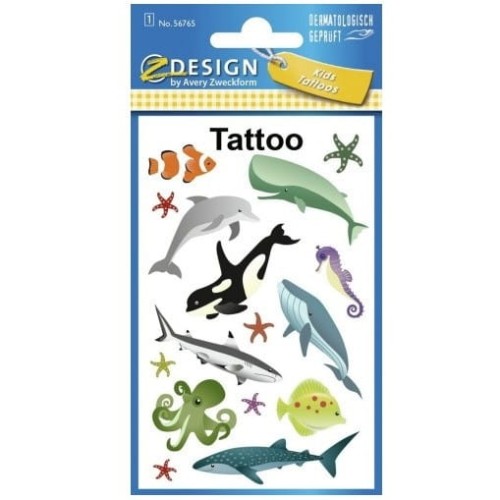 Naklejki tatuaże dla dzieci MORSKIE ZWIERZĘTA 56765 Z-DESIGN KIDS TATTOO AVERY ZWECKFORM