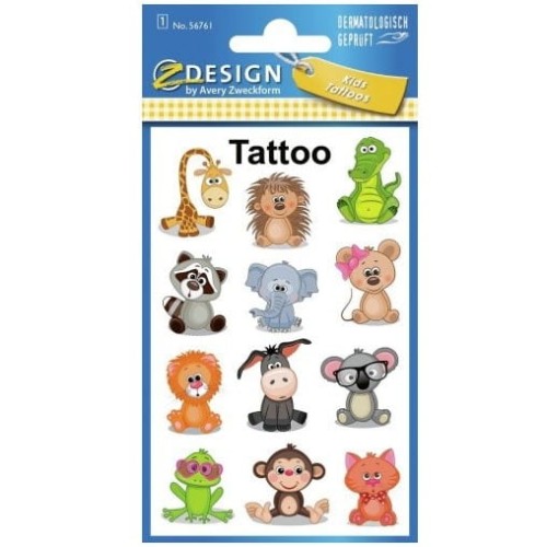 Naklejki tatuaże dla dzieci ZWIERZĄTKA 56761 Z-DESIGN KIDS TATTOO AVERY ZWECKFORM