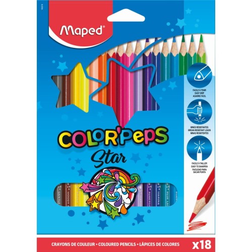 Kredki trójkątne MAPED COLORPEPS 18kolorów 183218