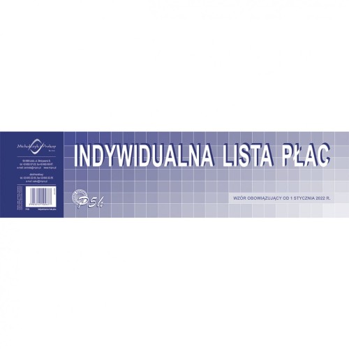 P05-H Indywidualna lista płac 1/3 A3 od stycznia 2022 Michalczyk i Prokop