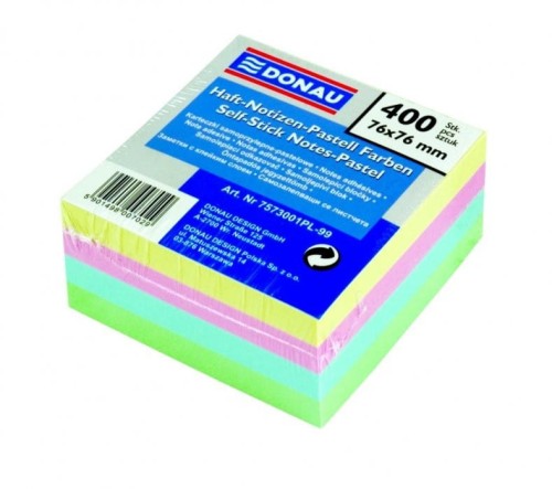 Bloczek samoprzylepny 76x76mm 400kartek pastelowy 7573001PL-99 DONAU