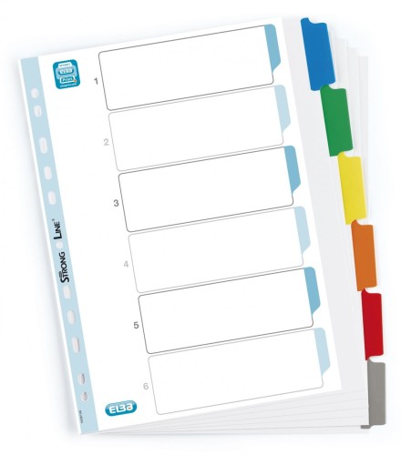 Przekładki kartonowe A4+ MYLAR 1-6 kolor ELBA 100204992