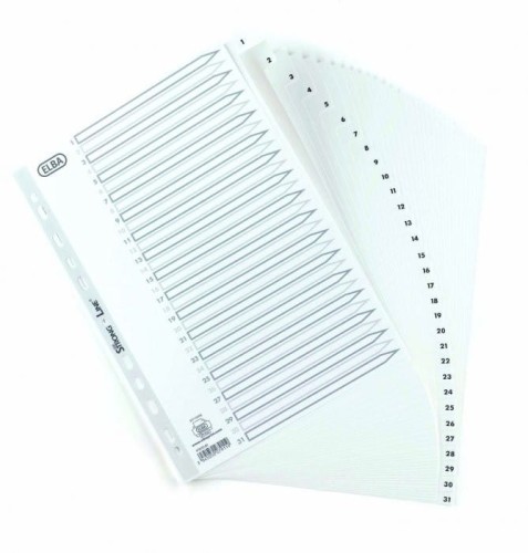 Przekładki numeryczne ELBA A4 1-31 PP białe 100204793