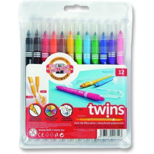Flamastry dwustronne 7710/23AB 12 kolorów KOH-I-NOOR