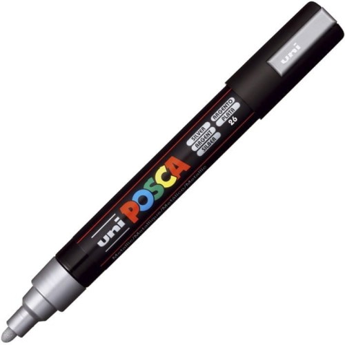 Marker z farbą plakatową Posca PC-5M, srebrny, Uni