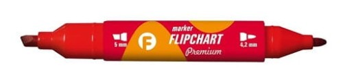 Marker FLIPCHART kon.okr/ści. czerwony KM503-C2 TETIS dwustr. 5mm/4.2mm