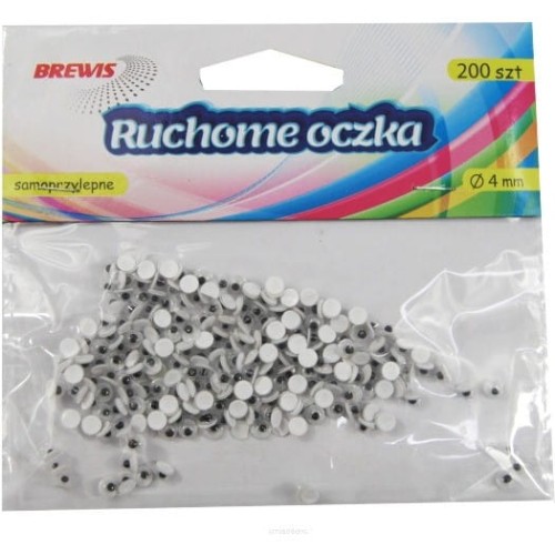 Oczy naklejane okrągłe 4mm (200) 681980 BREWIS