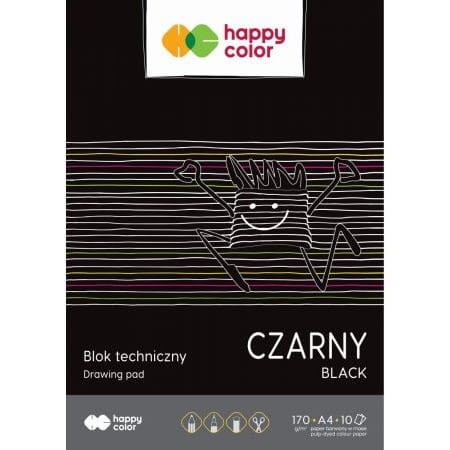Blok techniczny A4 czarny 170g. 10ark. HA 3717 2030-9 HAPPY COLOR