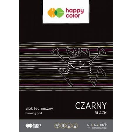 Blok techniczny A3 czarny 170g. 10ark. HA 3717 3040-9 HAPPY COLOR