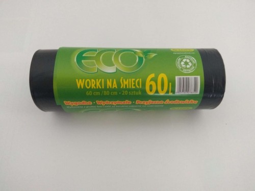 Worki na smieci czarne 60L 20szt/op. LDPE